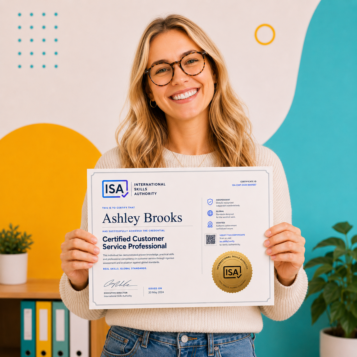 Professional with customer service certificate